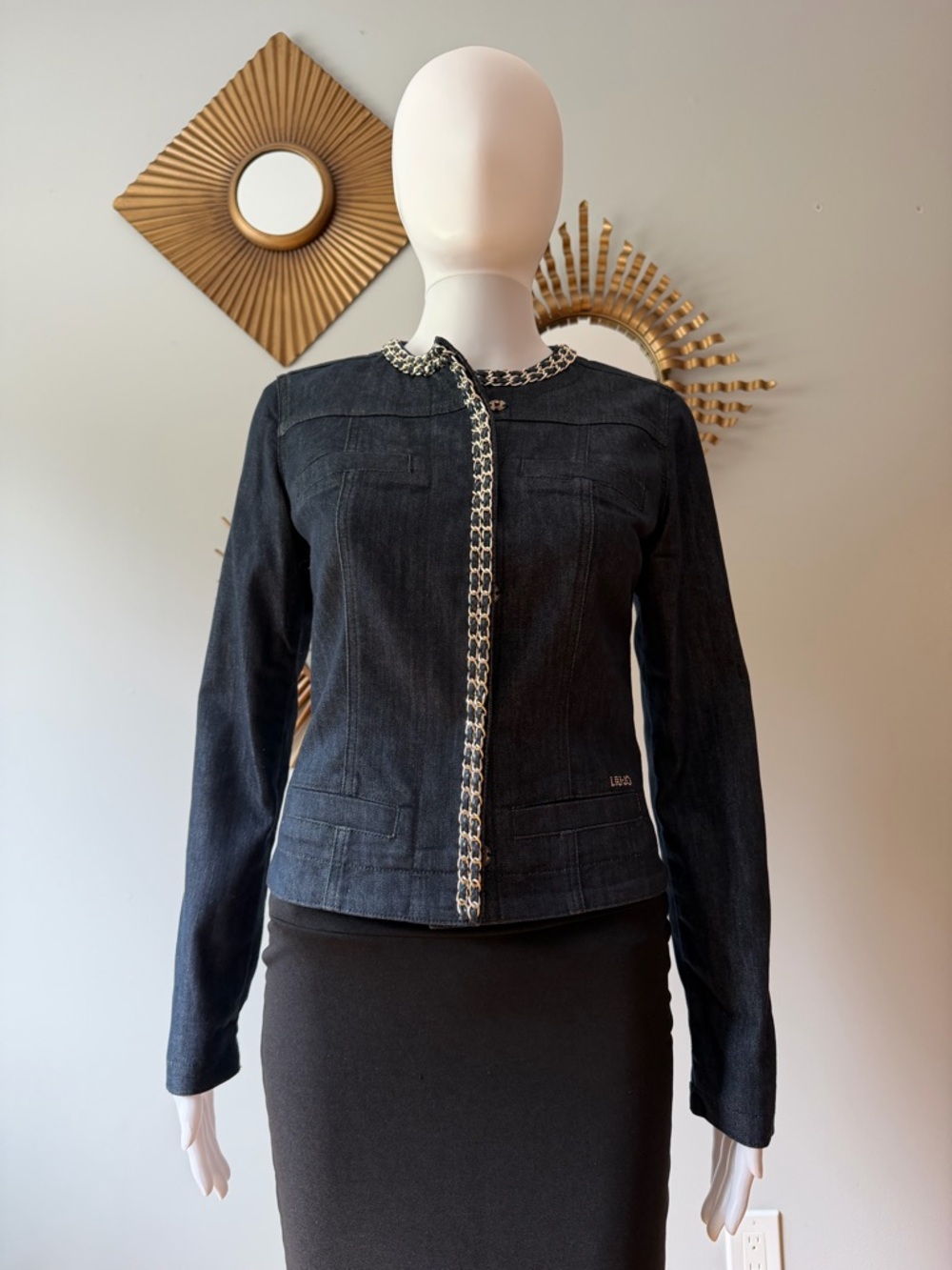 Liu Jo Blue Denim Jacket with Chain Trim